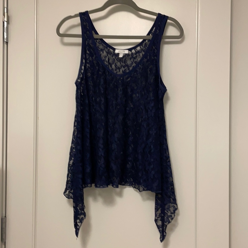 Navy Blue Lace Tank Top